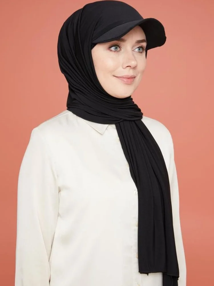 New Ready To Wear Instant Jersey Sport HIjabs for Woman Jersey Hijab with Base Ball Cap Summer Sports Cap with Bonnet Hijab