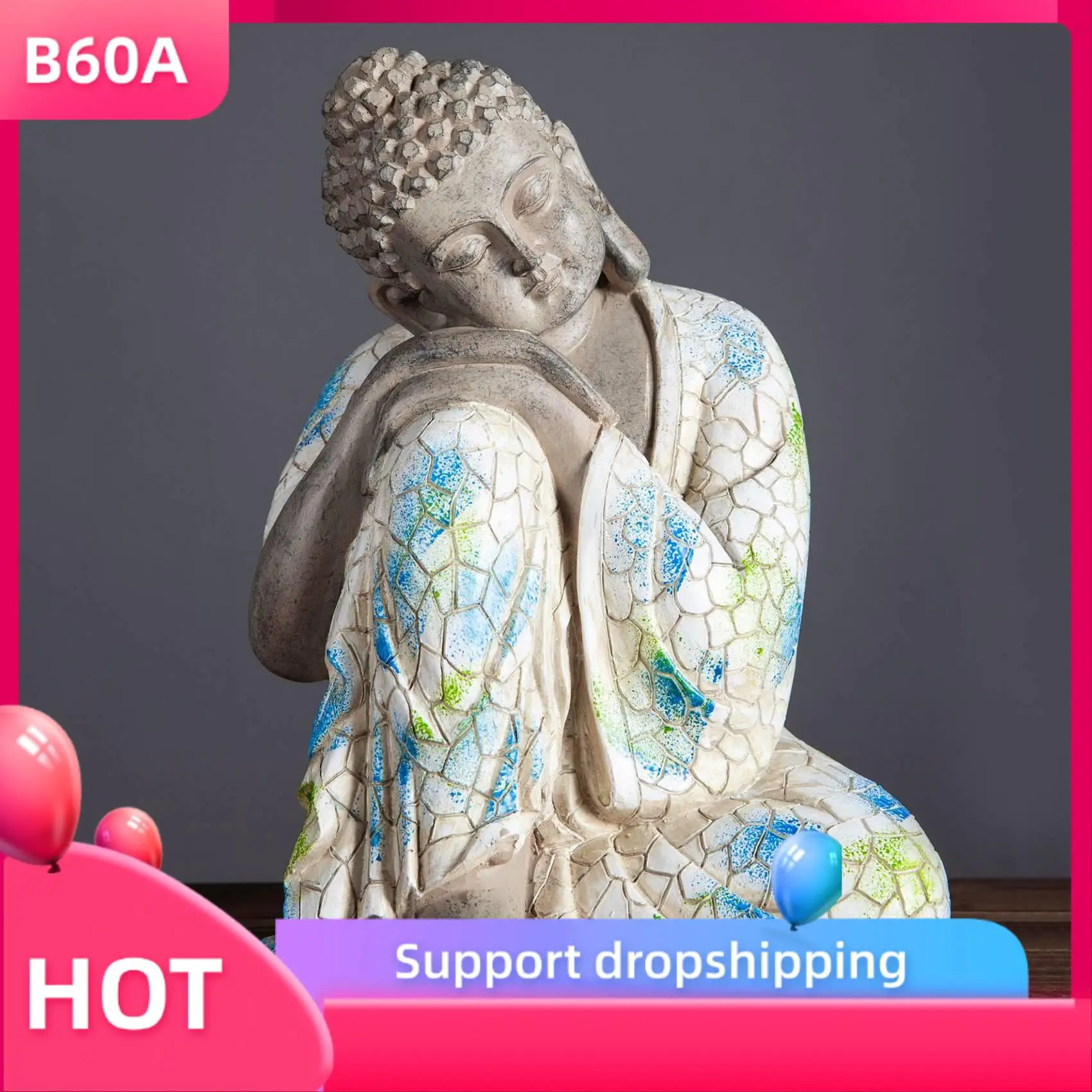 

B60A Buddha Statue Figurine Handmade Buddhist Sculpture Ornament Home Decoration Accessories Living Room
