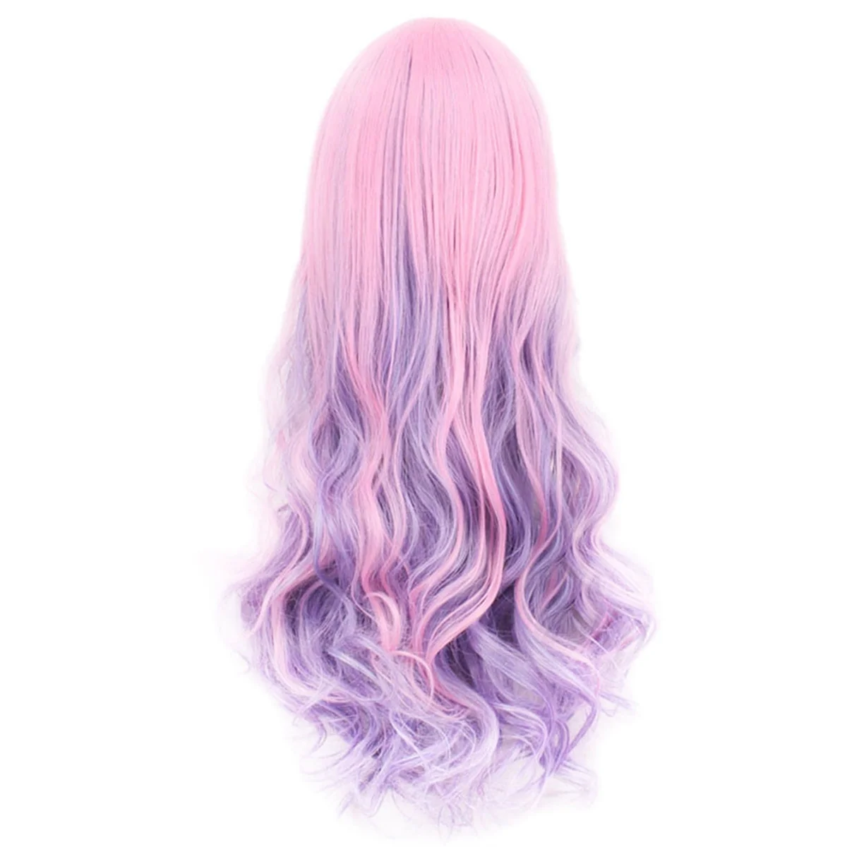 Rainbow Long Wavy Cosplay Wig Gradient Heat Fiber Natural Synthetic Hair Full Wig Ombre Wig 70cm