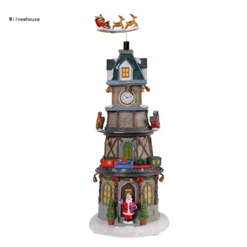 

Delicate Music Box House Figurine with Led Light Holiday New Year Party Dropship