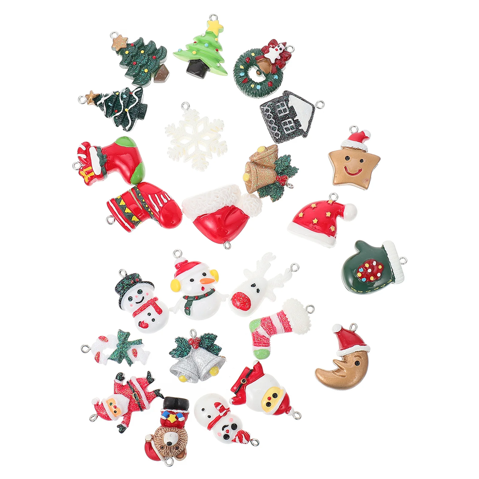 

24Pcs Christmas Style Pendant Charms Resin Pendants DIY Jewelry Making Accessories Creative Key Chain Bag Hanging Ornament