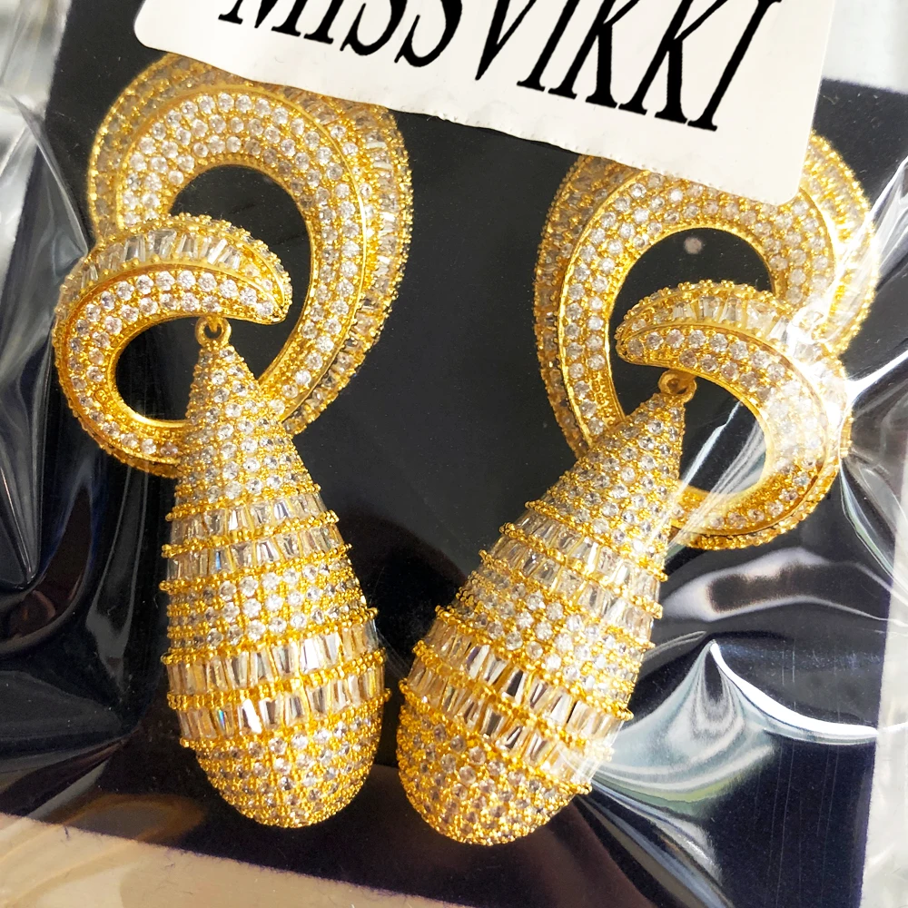

Missvikki Luxury Gorgeous Drop Earrings For Women Wedding Cubic Zircon Crystal CZ Noble Bridal Earrings Fashion Trendy Jewelry