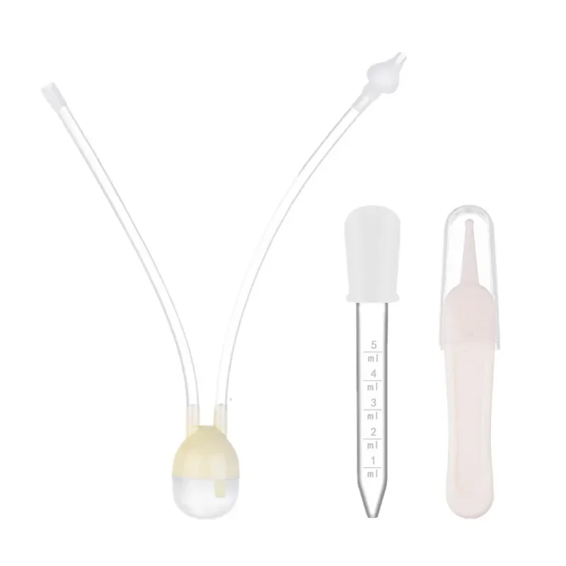 Booger Clean Tweezers Nasal Aspirator Set for Baby Infant Nasal Absorption Cleaner Anti-reflux Silicone Booger Snot Aspirator