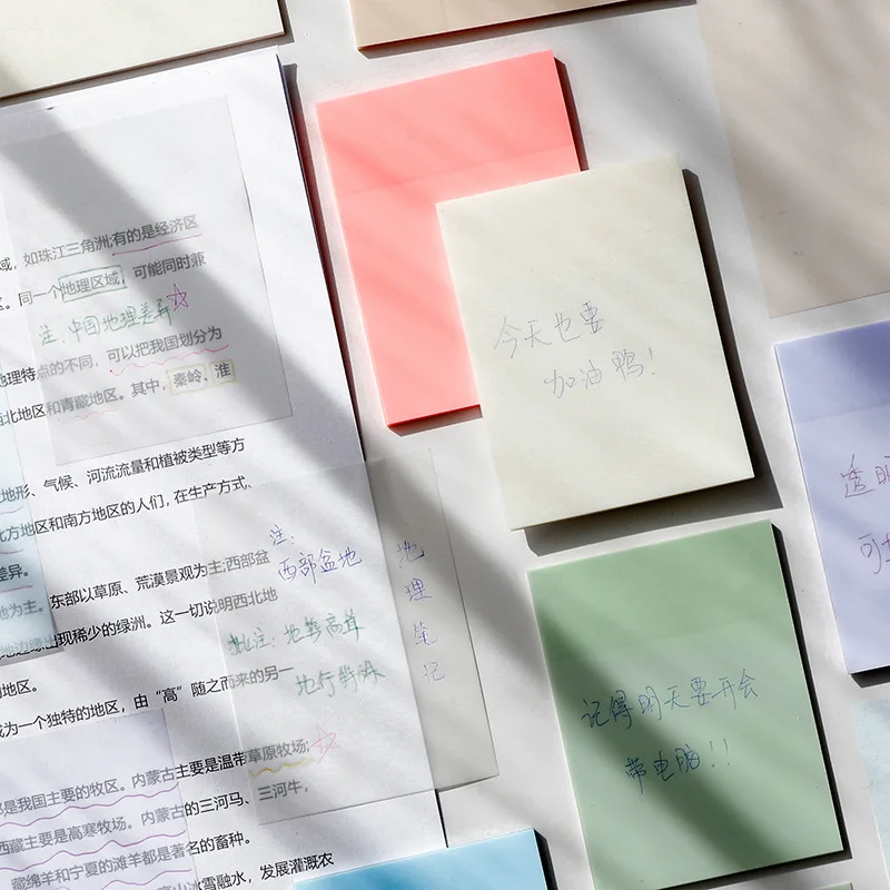 50sheets Study Office Stationery PET Waterproof Posted Notes Matte Writeable Surface For Book Annotation School Office Removable