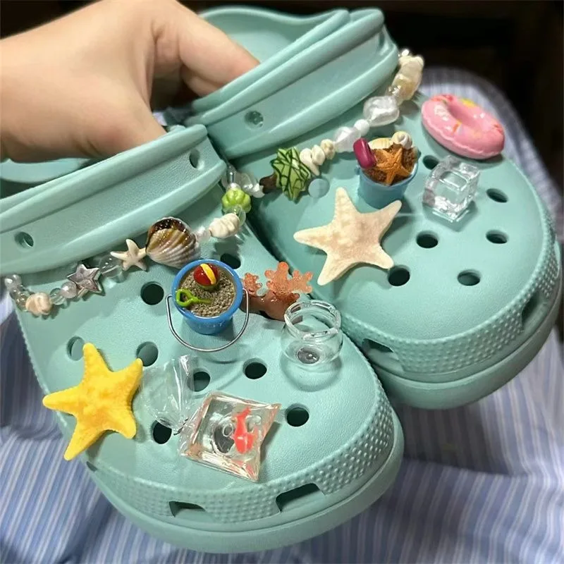 

Summer Beach Set Fresh Charms for Crocs Interesting Footwear Decoration DIY Ins Popular Adornment for Clogs Sandals Kids Gifts