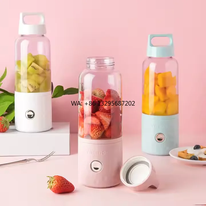 

USB Rechargeable Portable Juicer Blender High Quality 500ml Vitamer Fruit Mixer with 4 Stainless Steel Blades