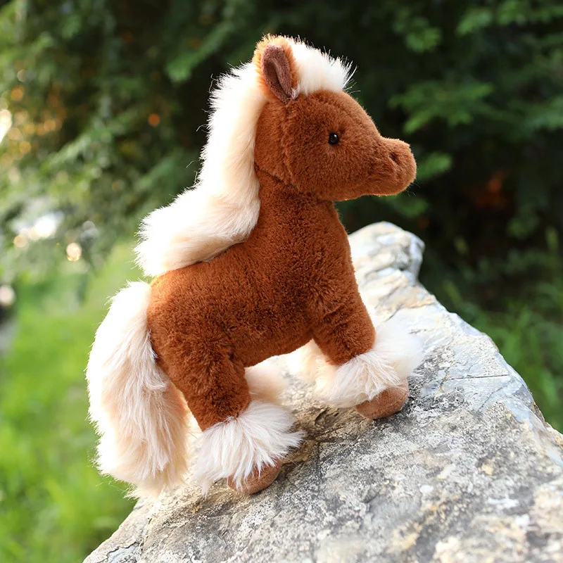 25-40cm Simulation Cute Horse Plush Doll Brown White Long-Haired Animal Horse Plush Toy Home Decoration Birthday Gift For Boys