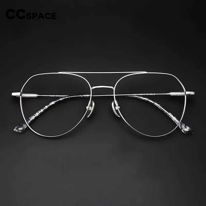 55642 Retro Ultra-Light Pure Titanium Glasses Frame Double-Beam Men's Pilot Glasses Retro Big Size Computer Prescription Glasses