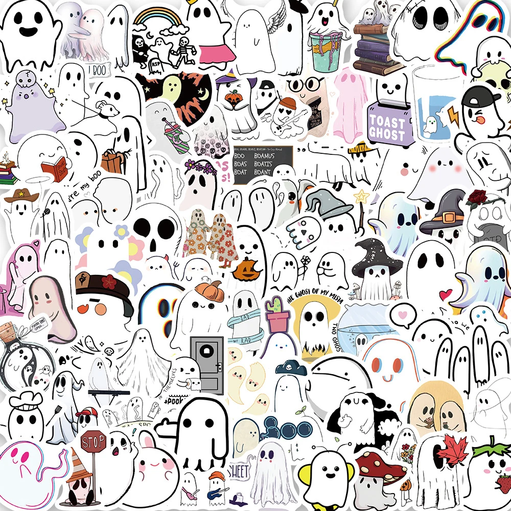 

10/30/50/100pcs Cute Funny Anime Ghost Cartoon Stickers Laptop Scrapbook Suitcase Phone Diary Decoration Wall Sticker Kids Toy