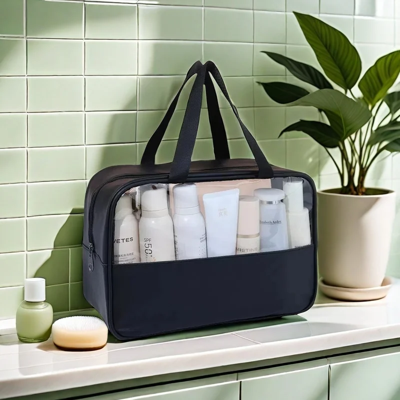 Women's Clear Makeup Bag Portable Travel Cosmetic Bag Large Capacity Bath Bag Multifunctional Waterproof Storage Compartment