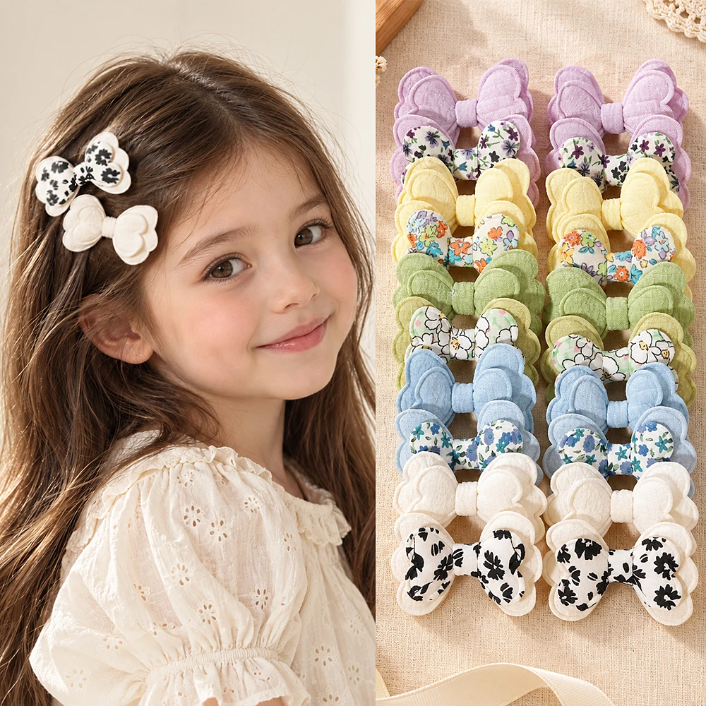 1 Set Children's Bow Bubble Cotton Hair Clips Sweet Cute Girl Daily Decoration Wearing Clip Teenage Party Dress Hair Accessories