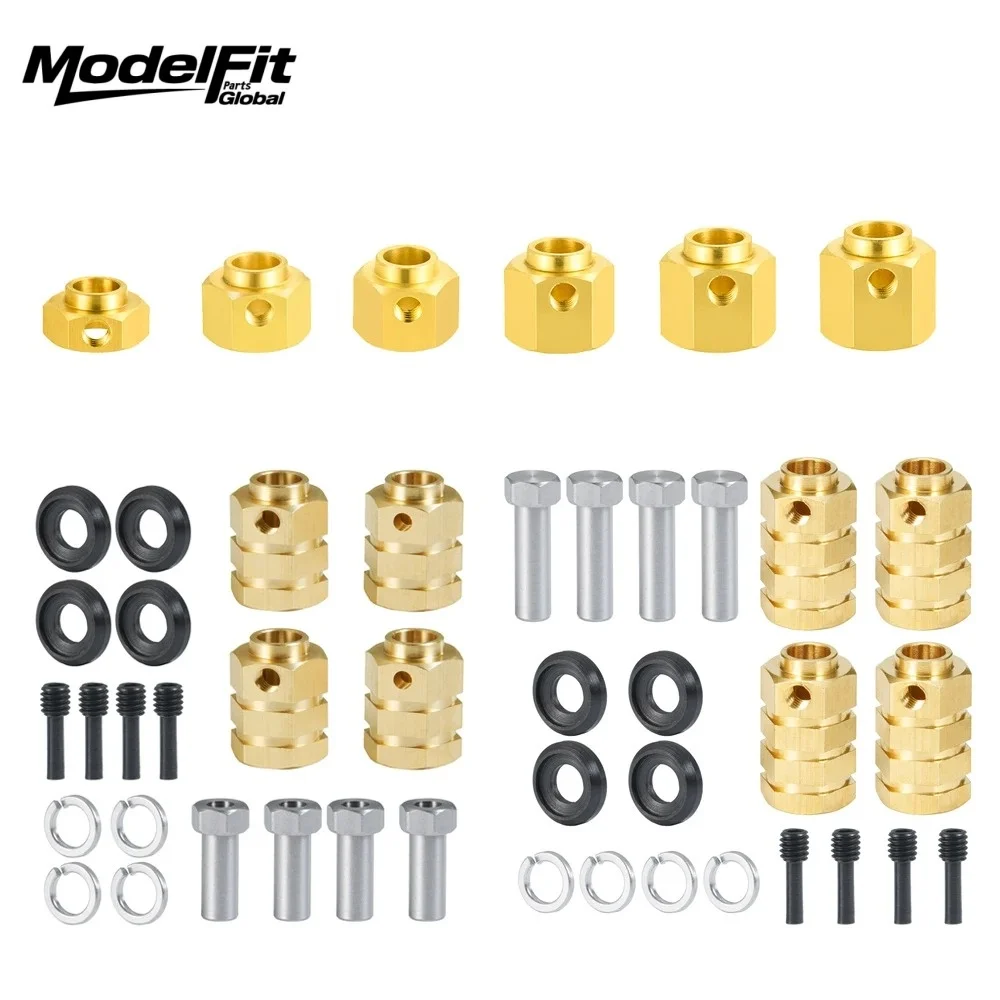 Heavy Brass Wheel Hubs Hex Extended Adapter With internal lock nut 15/20mm For 1/10 RC Crawler Car TRX-4 TRX-6 Upgrade Parts