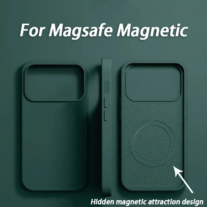 Luxury For Magsafe Wireless Charge Case For Apple iPhone 17 15 12 14 13 16 Pro Max Liquid Silicone Shockproof Protective Cases