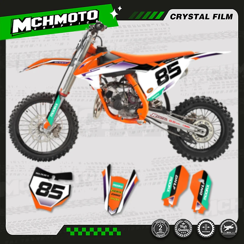 

MCHMFG For KTM SX85 SX 85 2018-2024 Graphics Background Decal Stickers Kit Number Name Custom