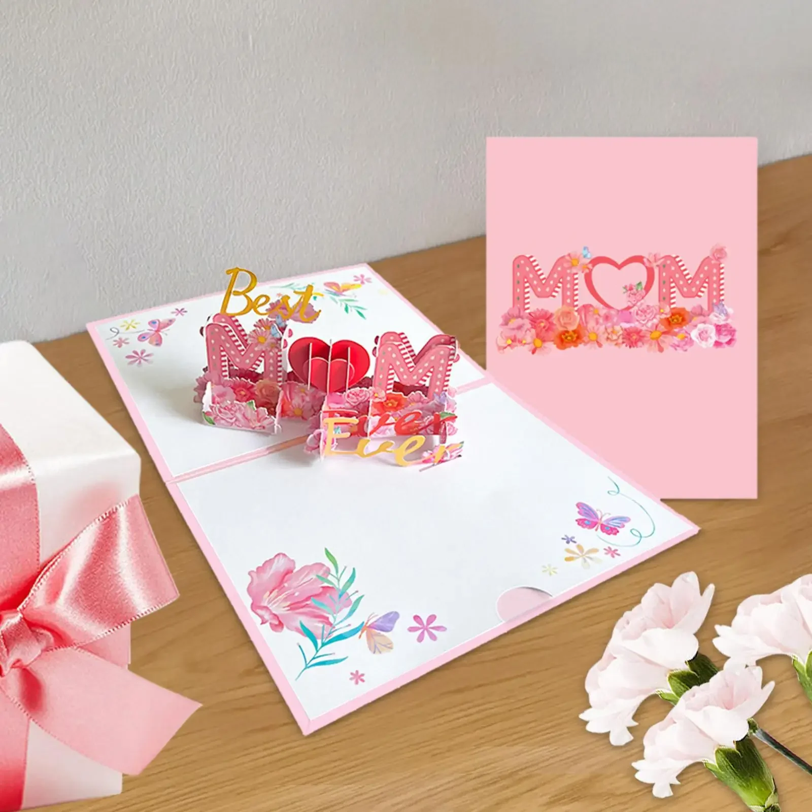 3D Pop Up Greeting Cards  Mother's Day Postcard 3D Box Bouquet Greeting Cards Thanksgiving Birthdays Holidays Festivals Decor