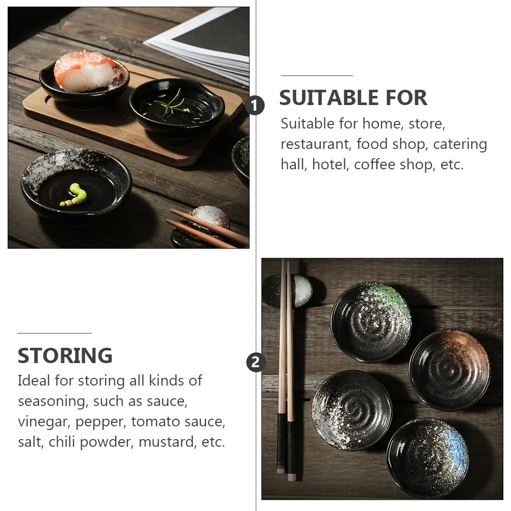 

5Pcs Ceramics Sauce Dishes Premium Material Scratch Resistant Light Weight for Sushi Condiments Appetizer Mini Household Saucer