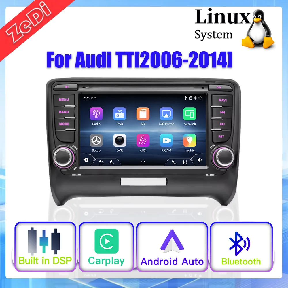 

2026 Новая система Linux, беспроводная система CarPlay Auto для Audi TT (2006-2014) GPS FM Bluetooth Musci, видео, мультимедийные плееры, камеры