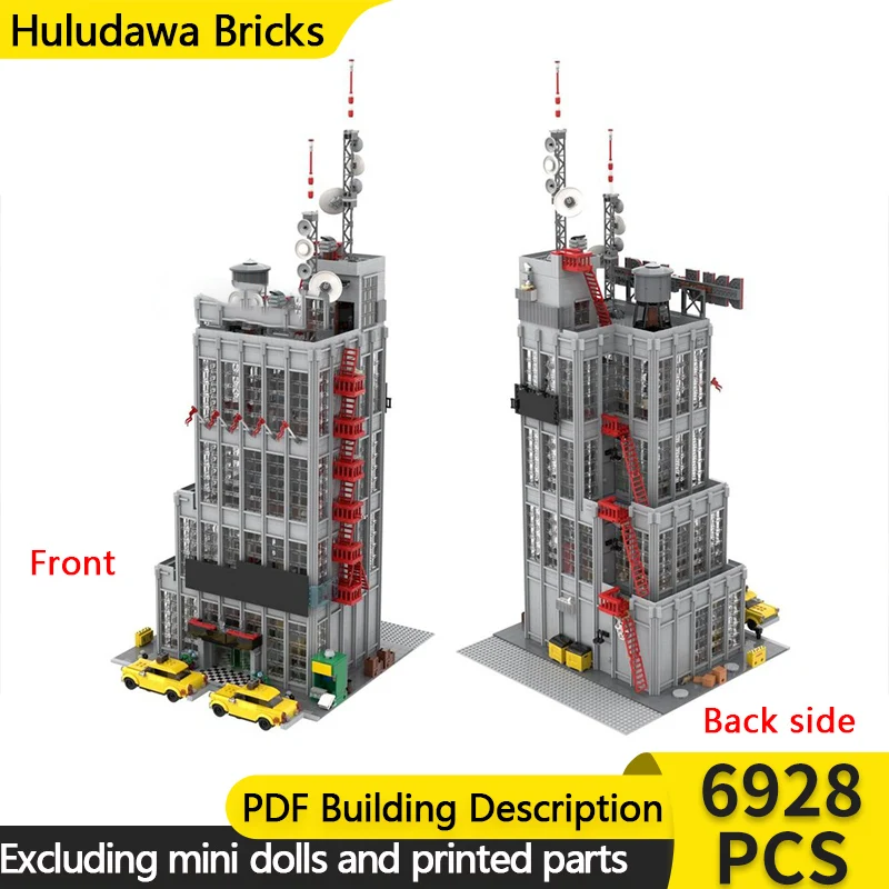 City Street View Model MOC Building Bricks Double Office Tower Modular Technology Children Holiday Gifts Assemble Toys Suit