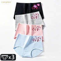 3Pcs Women's Panties High Waist Cotton Underwear Girls Briefs Print Floral Underwear Soft Underpants Sexy Lingeries for Women