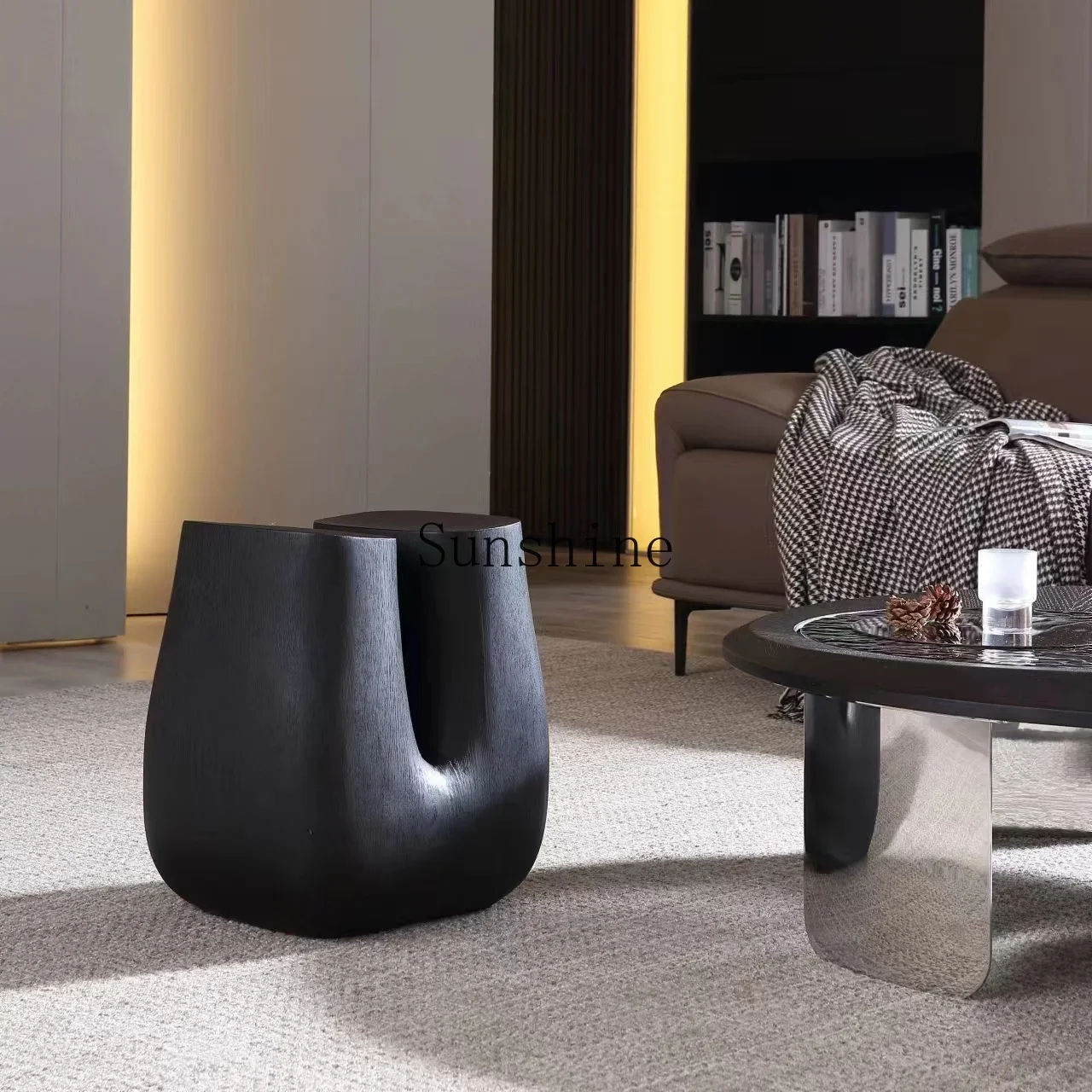 Modern simple ash wood solid wood edge few creative shoe changing stool solid wood pierT*