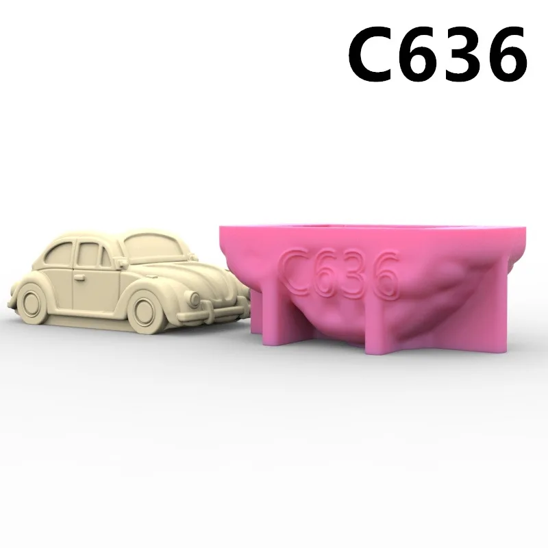 Small Car Vase Flower Pot Pen Holder Silicone Mold Gypsum form Scented Stone Ornaments Homemade Handicraft