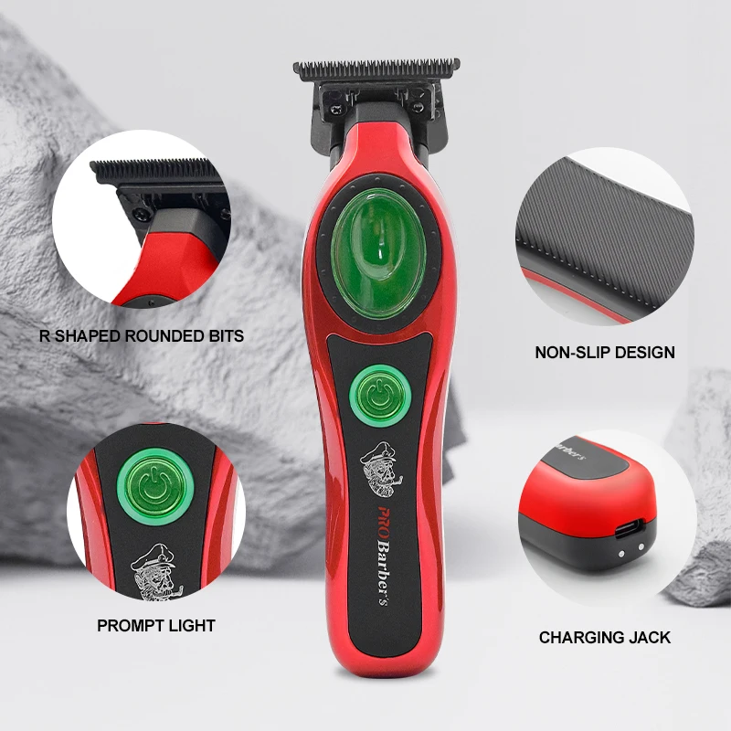 Professional High Power Barber Machine Low Temperature Blade Professional Hair Trimmer with Charging Base