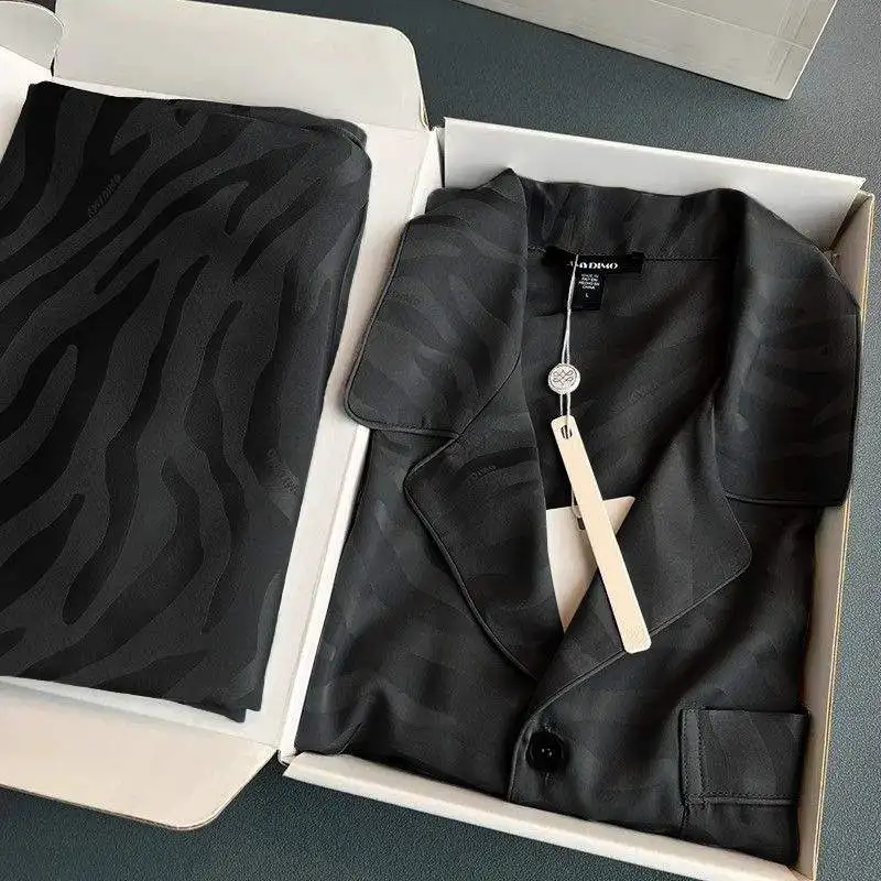 

Men's Long Sleeve Sleepwear Set Spring Autumn Ice Silk Home Clothes Gift Box Father's Day Boyfriend Husband Birthday
