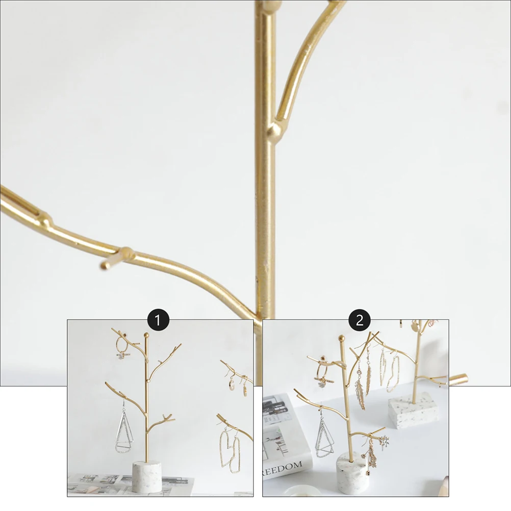 

Jewelry Rack Tree Shape Hanging Organizer Stand Display Resin Alloy Durable Earring Holder Bracelet Necklace Storage Decorative