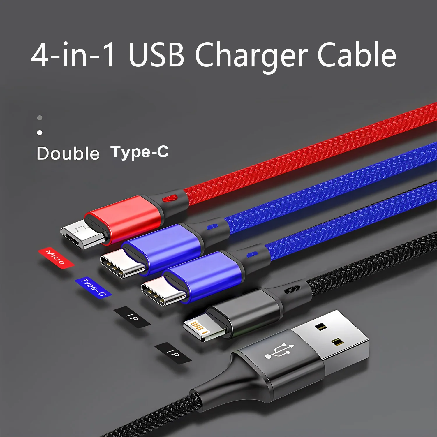 4 In 1 USB Cable 3A USB A To Micro USB/Type C For iPhone Charger Fast Charging Data Cord For iPhone 14 11 Xiaomi image 5