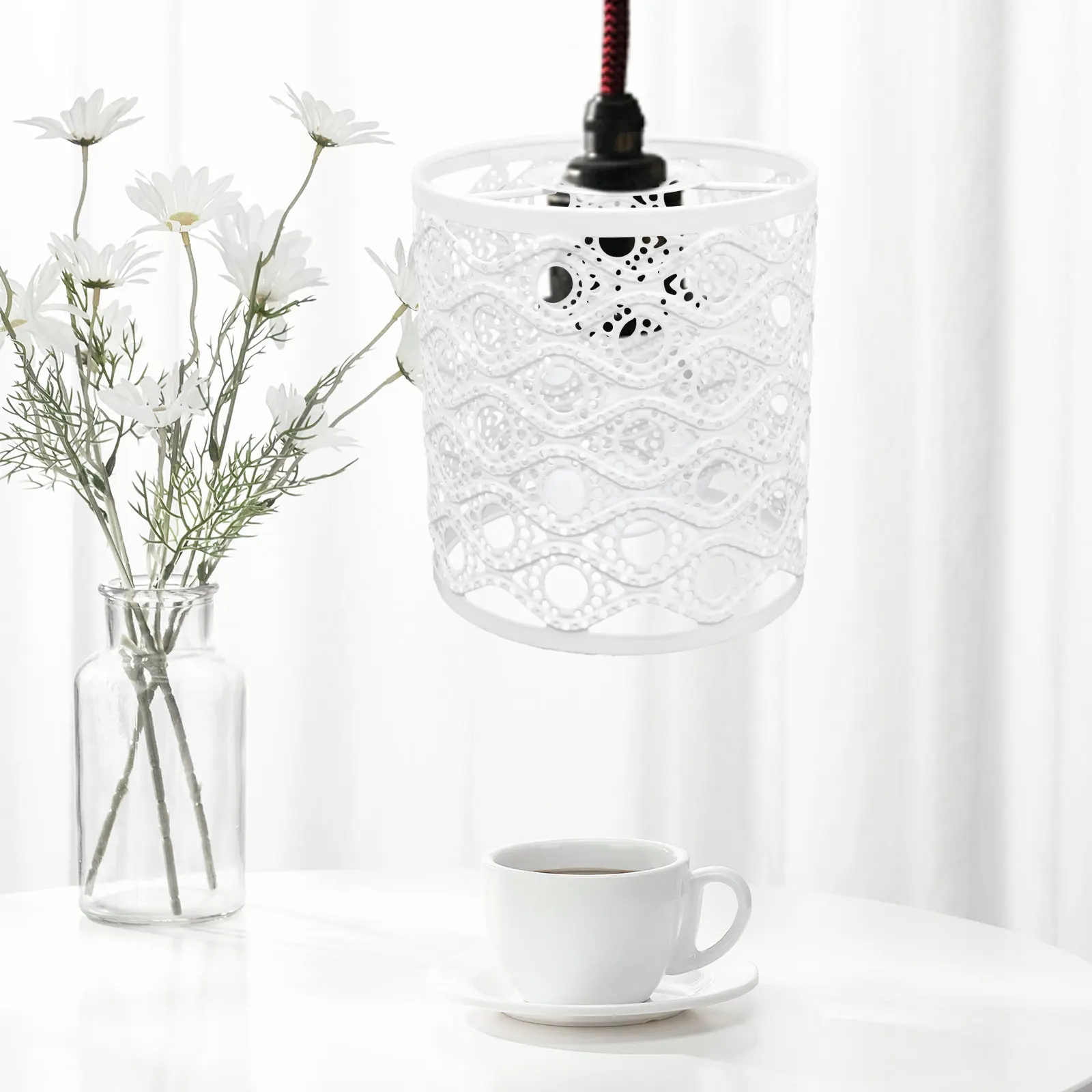 

Белый кованый абажур для люстры, потолочного светильника, декоративный световой плафон в современном индустриальном стиле для дома и офиса