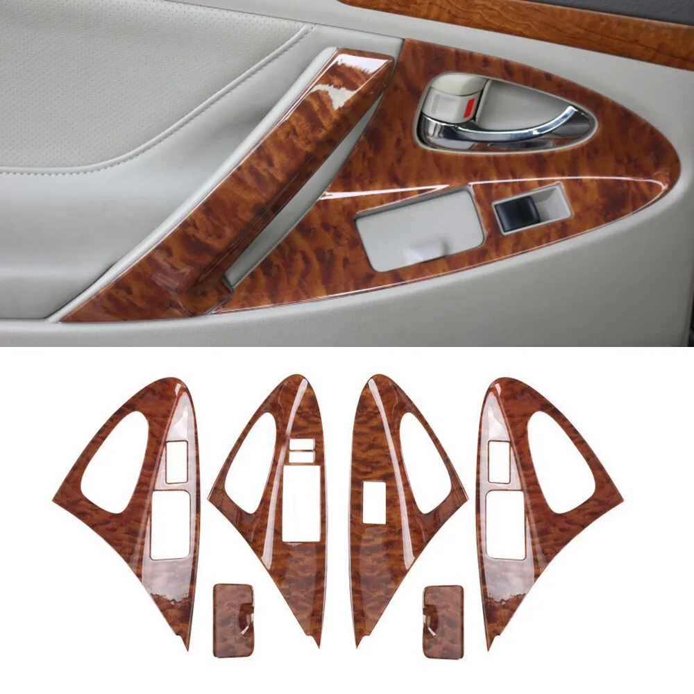 

For Toyota Camry 2007-2011 Brown Wood Car Door Window Switch Lift Cover Trim 6*