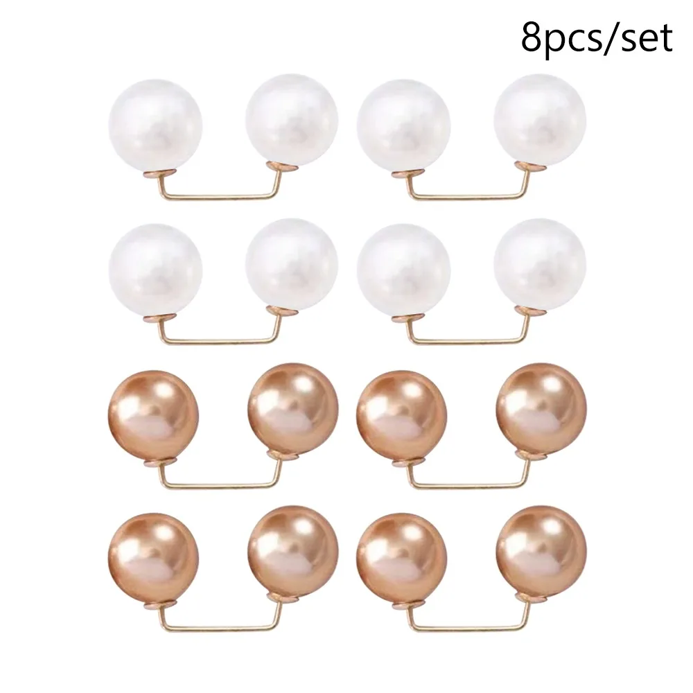 

3/6/8PCS Double Head Pin Pearl Brooch Non-Slip DIY Sewing Safety Pins Adjustable Collar Clip Multi-Purpose Brooches