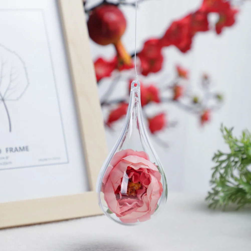 

6pcs Water Drop Box Fillable Transparent Ball For Party Wedding Christmas Decor Diy Clear Plastic Drop-Shaped Candy Boxes Craft