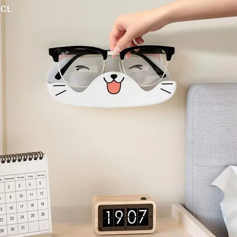 AttireTroveCartoon Cat Sunglasses Display Holder Punch-free Wardrobe Decoration Glasses Storage Rack Wall Mounted Home Tidying