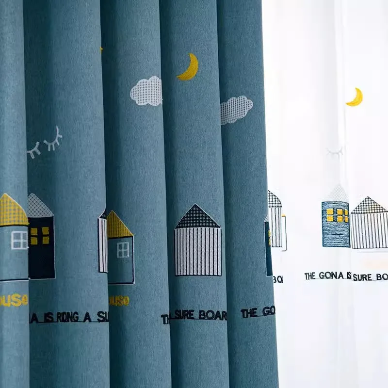 (104) Customized New Embroidered Curtains for Bedroom Blackout Double-layer Living Room Bay Window Sunshade