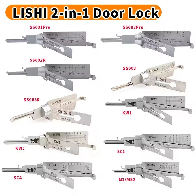 SS001 SS002 SS002R R52 KW1 KW5 SC1 SC4 SC20 M1/MS2 AM5 R52L Lishi 2 in1  Locksmith Tools for Home Door Civil Locks