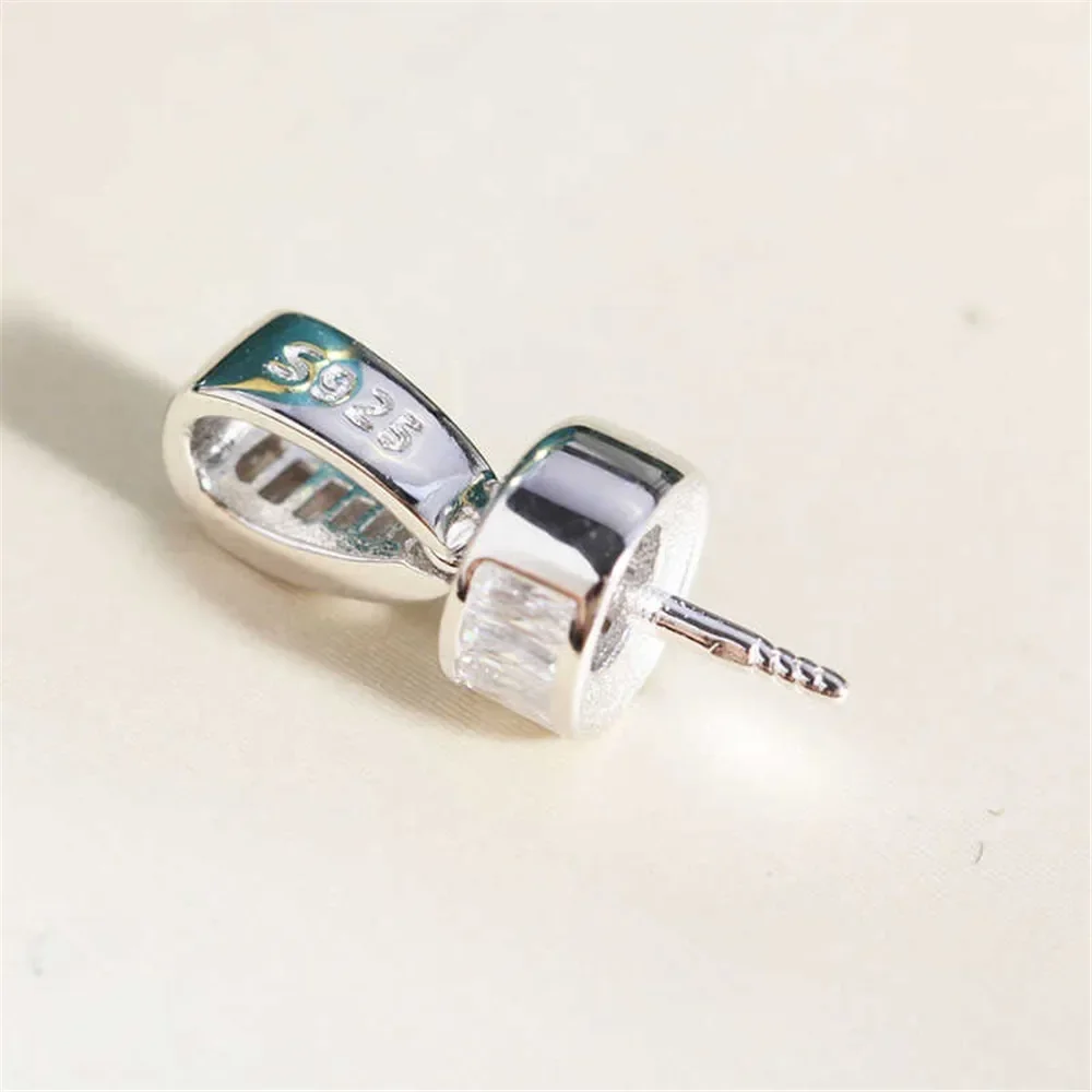 

S925 Sterling Silver Pearl Pendant Setting, DIY Empty Bezel Cup Jewelry Supplies for Craft Making, Hollow Prong Pendant Findings