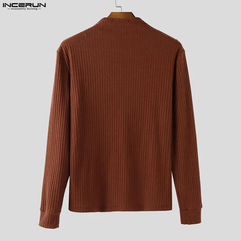 INCERUN Männer Pullover Einfarbig V-ausschnitt Langarm Gestrickte Männliche Pullover Streetwear Frühling Herbst Mode Casual Pullover S-5XL