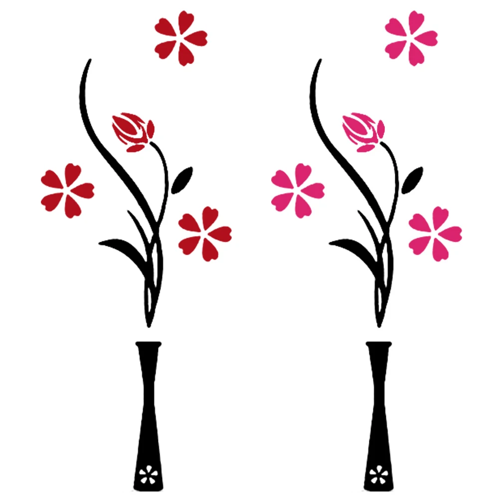 DIY Vas Bunga Wallpaper Berperekat Pohon Kristal Akrilik 3D Stiker Dinding Decal Kamar Anak-anak Dekorasi Rumah
