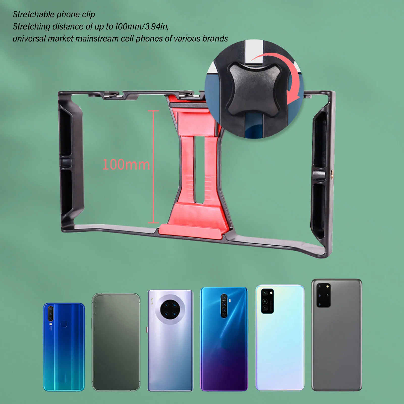Phone Handheld Rabbit Cage Sturdy Phone Shooting Rig Stabilizer Cold Shoe Interface Adjustable for Portrait Recording for Live