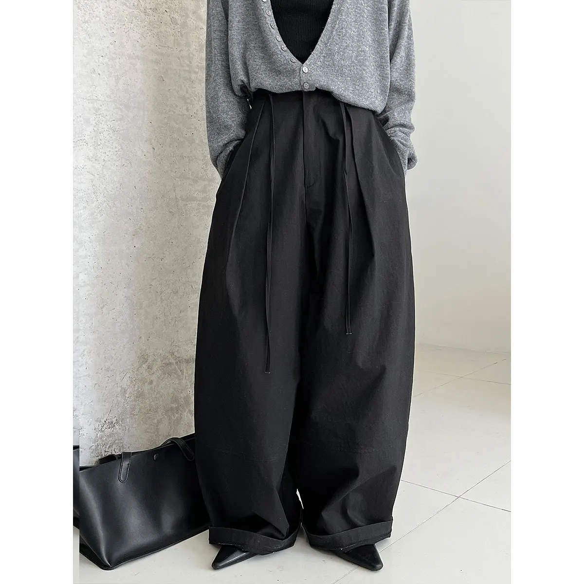 Geplooide losse drape ballonbroek met trekkoord Dames nieuwe herfst Lazy Sense veelzijdige broek