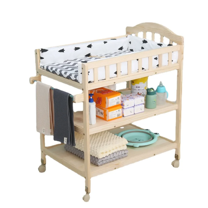 Multi functional solid wood diaper table for newborn baby BB care diaper changing operation table massage