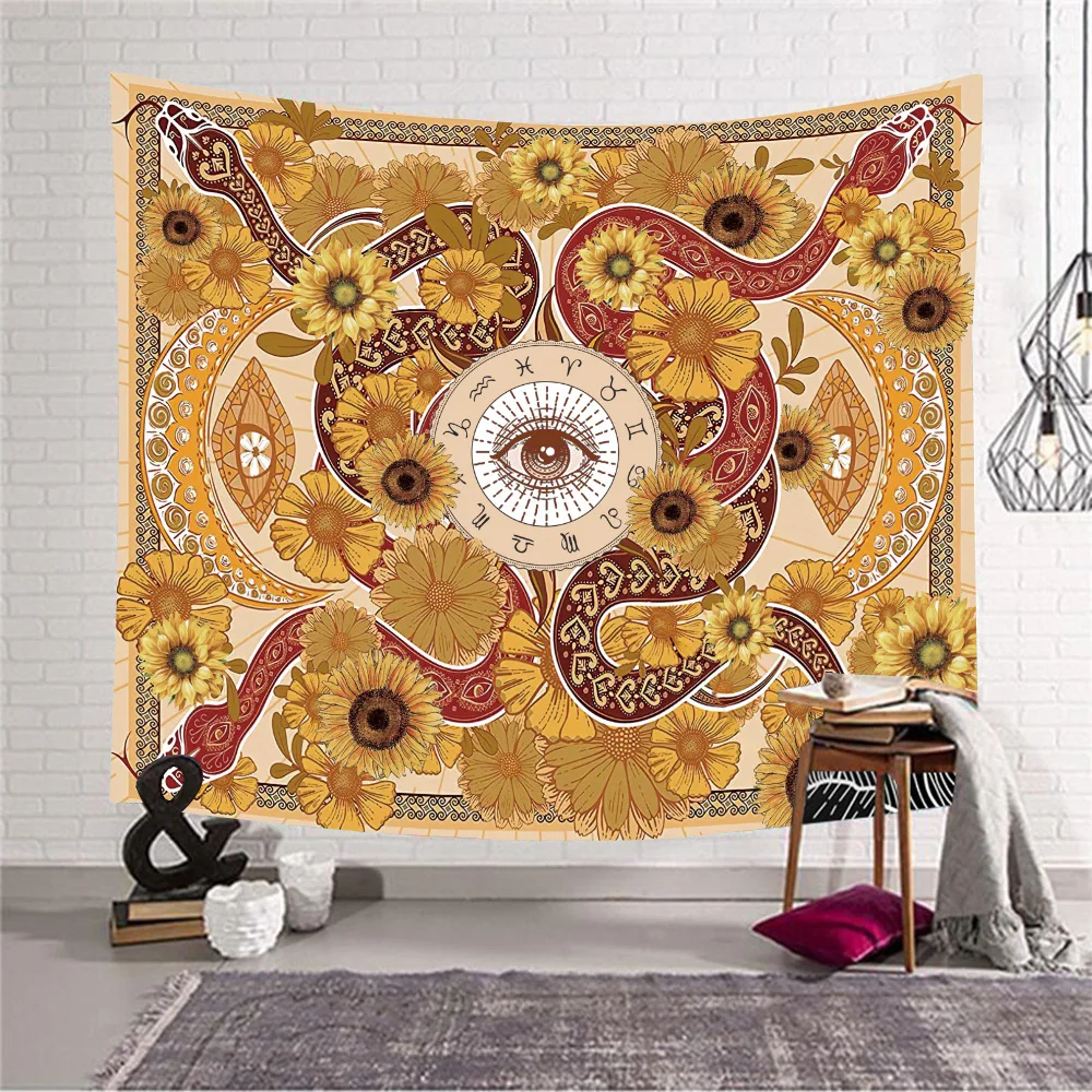 Twelve zodiac constellation mandala snake hanging cloth for home room decoration background fabric room decor aesthetic