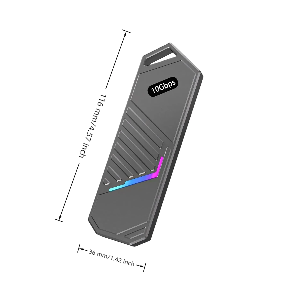 TISHRIC 10Gbps M.2 NVME SSD External Hard Drive Enclosure CNC Aluminum Alloy SATA Single/Double Protocol M2 Hard Disk HDD Case