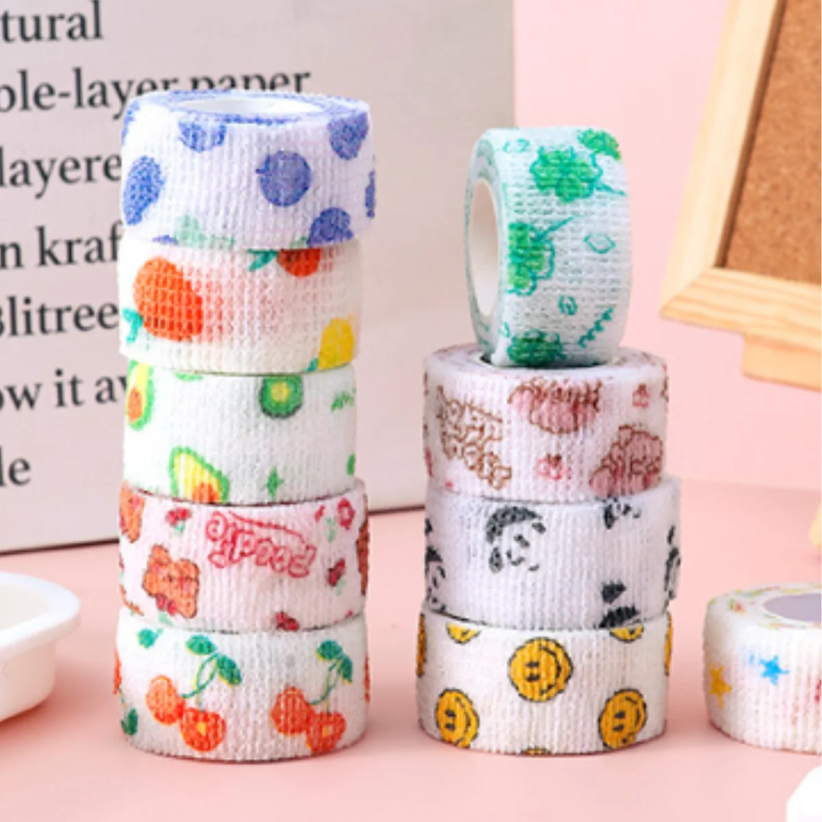 Juego de 6 vendas autoadhesivas que no rebotan de colores aleatorios para protección de dedos y uñas, vendaje adhesivo impermeable de 2,5 cm x 4 m