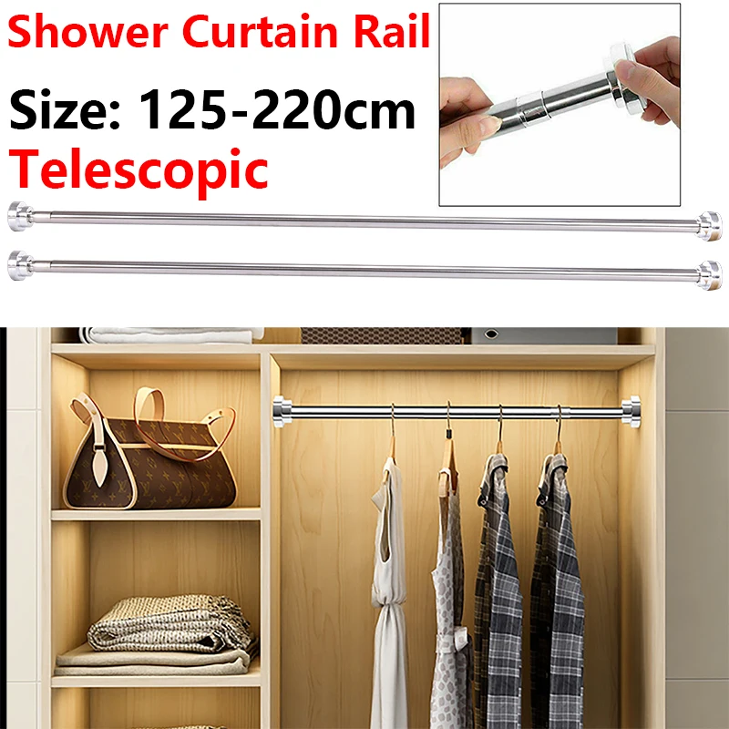 Stainless Steel spring Telescopic Shower Curtain Pole Extendable Curtain Rail