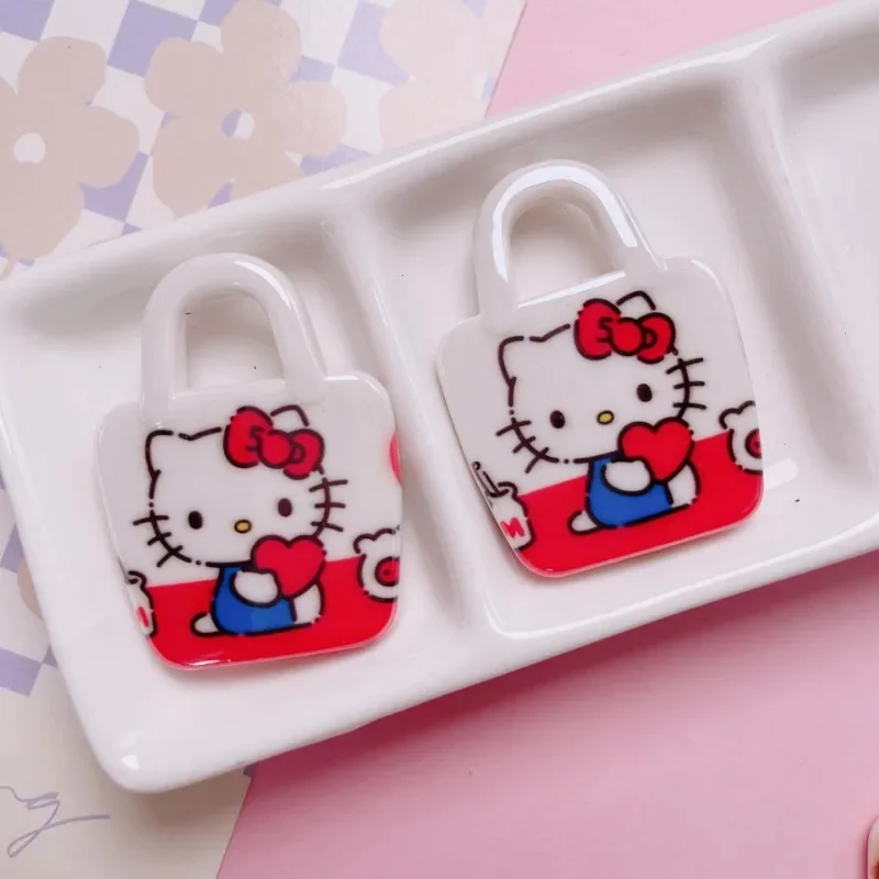 Sanrio Anime Miu Series Love Cute Cartoon Hello Kitty Acrylic Handbag Straight Hole Loose Bead DIY Jewelry Advanced Accessories