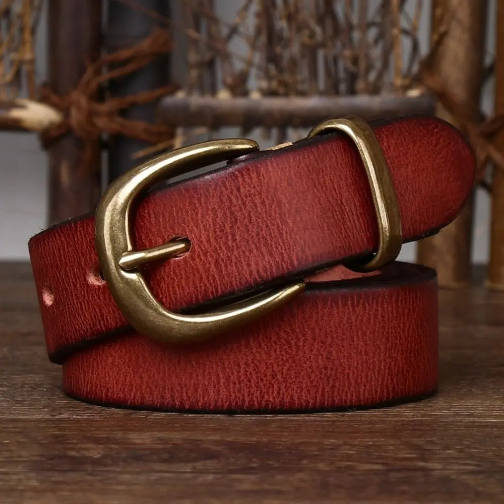 3.3cm Genuine Leather Belt Luxury Design Trendy Brand Pure Cowhide Jeans Belts Versatile High-end Business Denim Belt