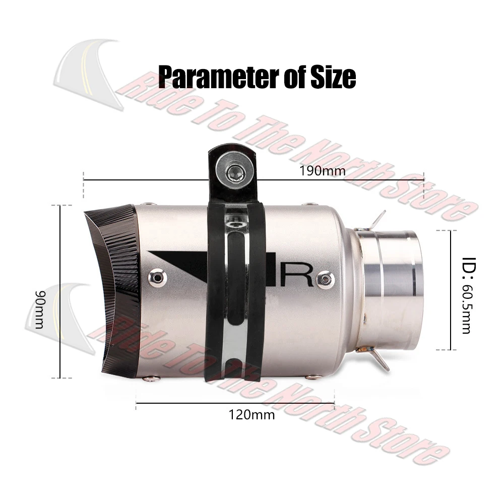 5160mm Inlet AR Ti Carbon Stainless Exhaust Muffler Universal Tail Pipe For Kawasaki Yamaha Honda Suzuki Ktm CFmoto gp1r Upgrade - view 3