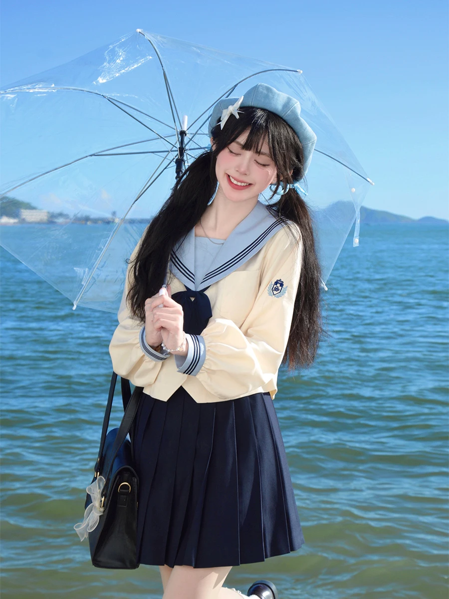 

Оригинальный комплект Sakura Fly Jk: женская школьная форма с длинным рукавом, футболка в японском стиле, матросский костюм, осенняя коллекция